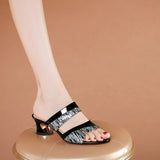 kamames kamames New Two Wear Sandals Wear Fashionable Women's Shoes Hollow Out Korean Version Of Thick Heel Sandals Middle-Aged And Elderly Mother Shoes