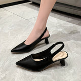 Womens Chic Solid Color Slip-On Mules - Pointed Toe Cone Heel with Ankle Strap Slingback - Ultra-Comfortable Summer Dress Shoes for Trendsetters