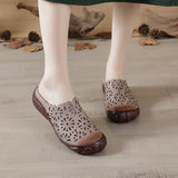 kamames kamames Summer New Cowhide Flat-Soled Women's Shoes Leisure Leather Hollowed-Out Breathable Slippers Hole Shoes