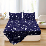 4-Piece Meteor Print Bedding Set - Soft, Breathable Comfort for Bedroom, Guest Room, Hotel - Includes Fitted & Flat Sheets, 2 Pillowcases