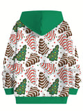 Boys Long Sleeve Hoodie - 3D Print Christmas Trees Allover Design, Stylish and Cozy Sweatshirt for Fashion-Conscious Boys, Perfect for Spring and Fall Seasons