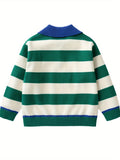 Marcolor Boys Striped Knit Pullover Sweater, Long Sleeve Half Zipper Top, Casual Fall/Winter Jumper