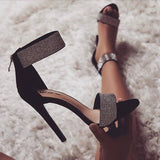 kamames kamames New Open Toe Women's Shoes Hollow Back Zipper Thin Heel Sexy Ultra High Heel Simple Sandals