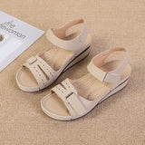 kamames Summer New Retro Women's Shoes Sandals Car Line Hole Shoes Large Size Round Head Slope Heel Comfortable Sandals Women