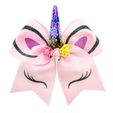 High Quality 1piece Bow With Cute Ear Design Elastic Band Ribbon Bow With Unicorn Horn Hair Accessories Rope 870