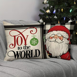 4pcs Christmas Decorative Throw Pillow Cases 18x18inch - Vibrant Santa Claus, Snowman, and Buffalo Plaid Designs - Winter Holiday Porch Outdoor Home Decor, Farmhouse Cushion Covers with Festive Patterns (Cushion Not Included)