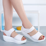 kamames New Summer Women's Sandals PU Thick-Soled Muffin Large Size Sandals Fashionable Female Students Casual Shoes