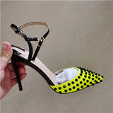 kamames women pumps slingback rivet 8cm 10cm 12cm high heel pointed toe big size sexy party fashion stiletto shoes LX015 ROVICIYA