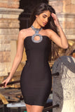 kamames Rhinestone Halterneck Mini Bodycon Dress