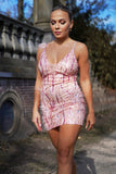 kamames Feather Sequin Pink Mini Dress