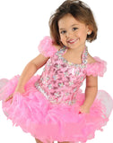 Hot Selling Super Adorable Ball Gown Halter Toddler Infancy Short Formal Dresses Crystals Beaded Handmade Ruffle Organza Girls' Pageant Gown