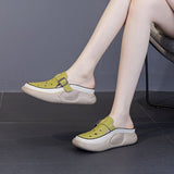 kamames kamames Thick Sole Slippers Female 2024 Summer New Baotou Engraved Hollow Hole Shoes Casual Leather Face A Foot Pedal Cool Drag