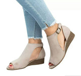 kamames Size 43 Shoes Women Summer Fashion Fish Flat Wedge Women's Sandals Buckle Closed Toe Roman Women's Sandles Sandalias Mujer