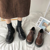 kamames Style Small Black Leather Shoes Spring 2024 New Vintage Single Shoes Flat-Soled Jk Student Muffin Shoes