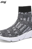 zingj For Women Vulcanized Shoes Female Socks Shoes Trainers Women Slip-on Stretch Platform Shoes Black Sneaker Femme