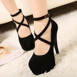 kamames Foreign Trade European and American High Heels Spring New Pointed Toe Shoes Belt Buckle Chunky Heel High Heels Fashion Sandals Women plus Size