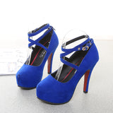 kamames Foreign Trade European and American High Heels Spring New Pointed Toe Shoes Belt Buckle Chunky Heel High Heels Fashion Sandals Women plus Size