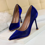 2025 1823-1  fashion banquet women's shoes, thin heels, high heels, satin, light mouth metal tip, sexy and thin single shoes