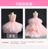 Kamames  Flower Girl's Evening Dress Girl's Princess Dress Children's Butterfly Trailing Wedding Dress Puffy Host Catwalk Costume for Piano Performance