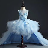 Kamames  Flower Girl's Evening Dress Girl's Princess Dress Children's Butterfly Trailing Wedding Dress Puffy Host Catwalk Costume for Piano Performance