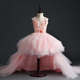 Kamames  Flower Girl's Evening Dress Girl's Princess Dress Children's Butterfly Trailing Wedding Dress Puffy Host Catwalk Costume for Piano Performance