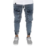 2025 2025 new slim-fitting denim men's trousers New spot 2025 men's elastic waist trousers