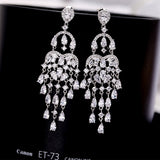 2025 2023 autumn  personalized fringed earrings long inlaid with colored zircon stud earrings new fashionable water drop earrings women