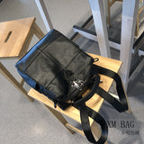 Leather Backpack Korean Style Simple Stitching Leather Bag Casual Female Backpack Oxford Cloth Dual-Use Backpack