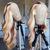 Highlight Wig Human Hair Body Wave Lace Frontal Wigs Colored 13x4 Lace Frontal Wig P4/27 Ombre Honey Blonde Lace Front Wig Synthetic