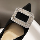 kamames kamames Buckle Diamond Black High Heels Women's 2023 Spring And Autumn New Professional Pointed French Shoes