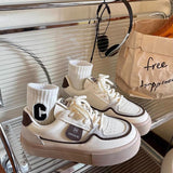 kamames kamames 2023 New Flat Cream Small White Shoes Women's Color Lace Fashion Casual Sports Shoes Board Shoes Women