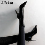 kamames 2023 New Winter Ankle Boots Women Fashion High Quality Smooth Patent Leather Pointed Toe Party Ladies Pumps Shoes