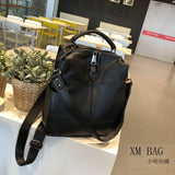 Leather Backpack Korean Style Simple Stitching Leather Bag Casual Female Backpack Oxford Cloth Dual-Use Backpack