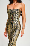 kamames Riley Strapless Metallic Maxi Bandage Dress