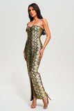 kamames Riley Strapless Metallic Maxi Bandage Dress