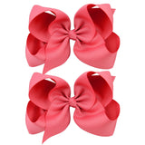 2Pcs/lot 6'' Solid Color Grosgrain Ribbon Bows Hair Clips For Cute Girls Large Handmade Hairpins Barrettes Kids Hair Accessories