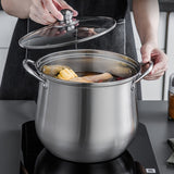 Extra-Tall Stainless Steel Soup Pot - Large Capacity, Thickened for Durability, Perfect for Cooking, Steaming & Brewing - Compatible with Electric & Gas Stoves