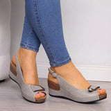 kamames Sales 2023 New Fish Mouth Women's Sandals Clasp Slope Heel Women's Shoes Large Size Women's Shoes