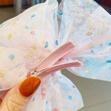 New Girls Beautiful Chiffon Bow Print Flower Strawberry Hairpins Headband Kids Sweet Hair Decorate Clip Fashion Hair Accessories