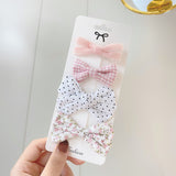 4Pcs/set New Printed Bowknot Hair Clips For Cute Girls Lace Handmade Hairpins Boutique Barrettes Headwear Kids Hair Accessories