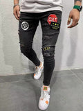 2025 popular badge jeans 2025 men's jeans new elastic slim-fitting small feet men's jeans