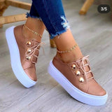 kamames Shoes Women 2022 Fashion Round Toe Platform Shoes Size 43 Casual Shoes Women Lace Up Flats Women Loafers Zapatos Mujer