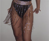 2025 Chains  ins fringed bright rhinestone chain dance stage performance belt waist chain nightclub female BY0071