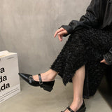 kamames Small Leather Shoes 2024 New Spring Thick-Heeled Low-Heeled High-Heeled Shoes Vintage French Style Mary Jane Single Shoes