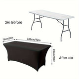 1pc, Tablecloth, Stretchable Polyester Table Cover, Washable And Wrinkle-Resistant Spandex Table Cover, Rectangular Fit For Parties, Banquets, Weddings, Cocktail Events