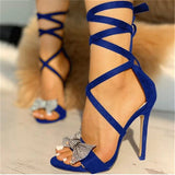 kamames Women's Shoes Summer 2022 Plus Size Sexy Stilettos Sandals Women Fashion strappy heels Women Bow Closed Toe Sandals
