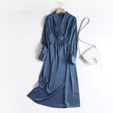 kamames New Long Dress Korean Version Of Women's Elegant Simple Style V-Neck High-Waist Dress