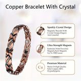 Womens 3500 Gauss Copper Magnetic Therapy Bracelet - Enhanced Lymphatic Drainage - Ideal for Health, Birthdays, Mothers Day, and Christmas Gifts - Includes Sizing Tool