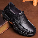 Mens Premium Cow Leather Round Toe Oxford Shoes - Slip On, Non-Slip Rubber Sole, PU Insole, Durable and Comfortable for Wedding, Business, Party, Outdoor Activities in Fall and Spring Seasons