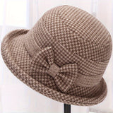 Women's New Year-Ready Houndstooth Knit Bucket Hat - Warm, Comfortable, & Moisture-Wicking with Ear Protection